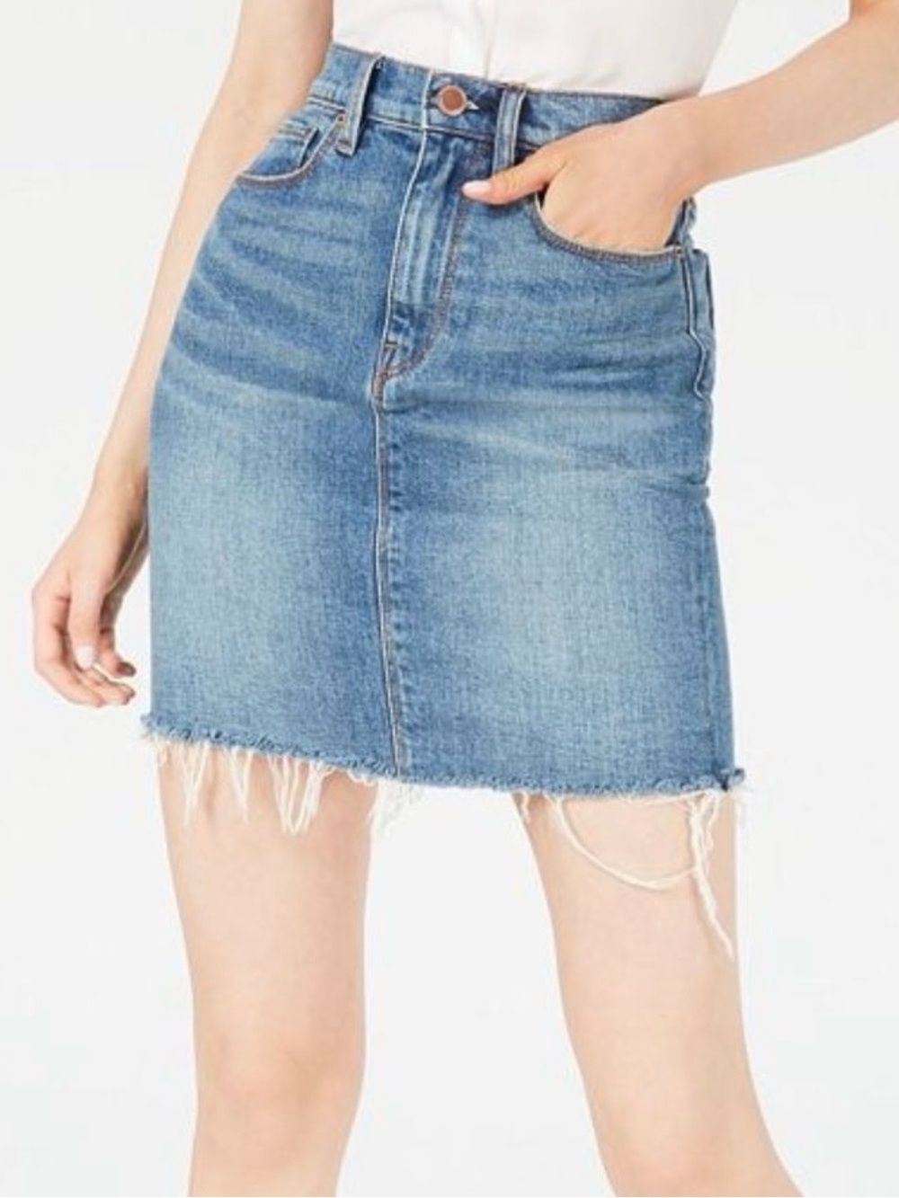 Hudson Jeans Lulu Frayed Denim Skirt Jean Skirt NWT Women's Size 25 Blue